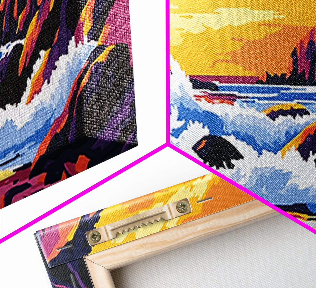 Ocean waves, coastal decor, rocky seascape, beach sunset, nautical wall art, panoramic art, coastal painting, framed canvas print