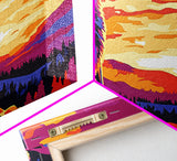 Howling Wolf, mountain painting, pine tree art, rustic decor, panoramic painting, southwest wall art, landscape painting, Canvas Print, gift