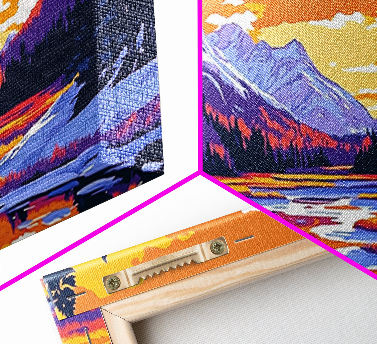 Lake Tahoe Art, mountain painting, scenic sunset print, southwest wall art, panoramic art, extra wide art, framed canvas print