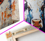 Longhorn Painting, Framed Canvas Print, Rustic Wall Art, Southwest Wall Art, Farmhouse Art, Extra Wide Art, Above Couch Art, Moody Art