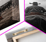 Cowboy, western art, cattle drive, ranch wall decor, framed canvas print, rustic farmhouse art, moody cowboy, country life painting