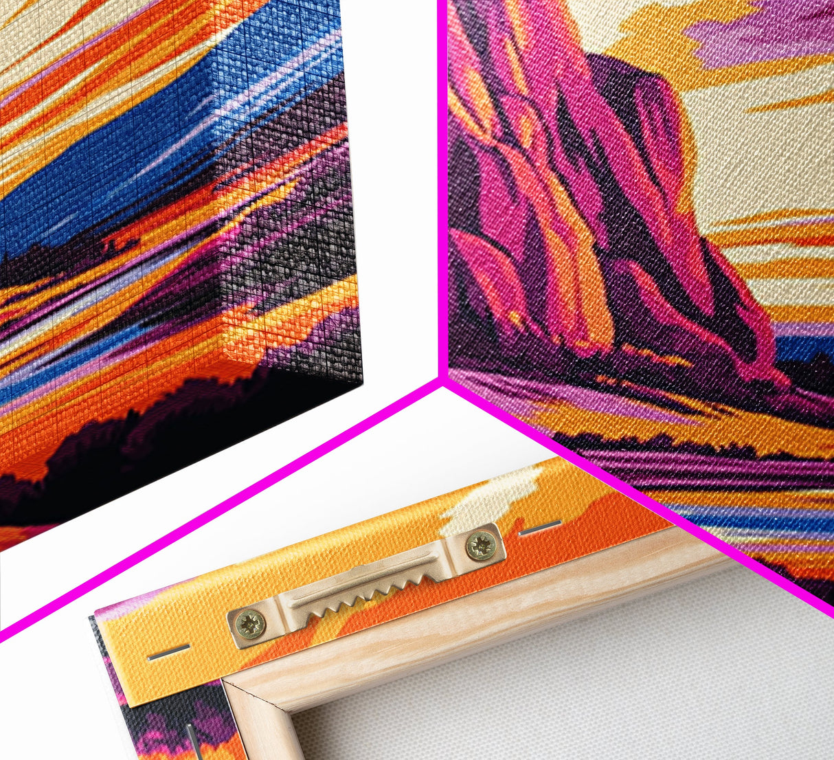 Mountain Painting, Bold Landscape Art, Orange Purple Wall Decor, Southwest Wall Art, Framed Canvas Print, Nature Inspired Artwork