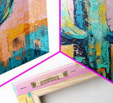 Abstract Cactus Painting, Boho Desert Art, Pink Green Wall Art, Southwest Wall Decor, Framed Canvas Print, Bold Colorful Art