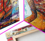 Western Boots, rustic wall art, abstract art, cowboy painting, farmhouse art, bold textured art, framed canvas print, vintage gift idea