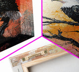 Eagle on Branch, textured painting, wildlife wall art, rustic art, autumn colors, farmhouse decor, framed canvas print, bird art