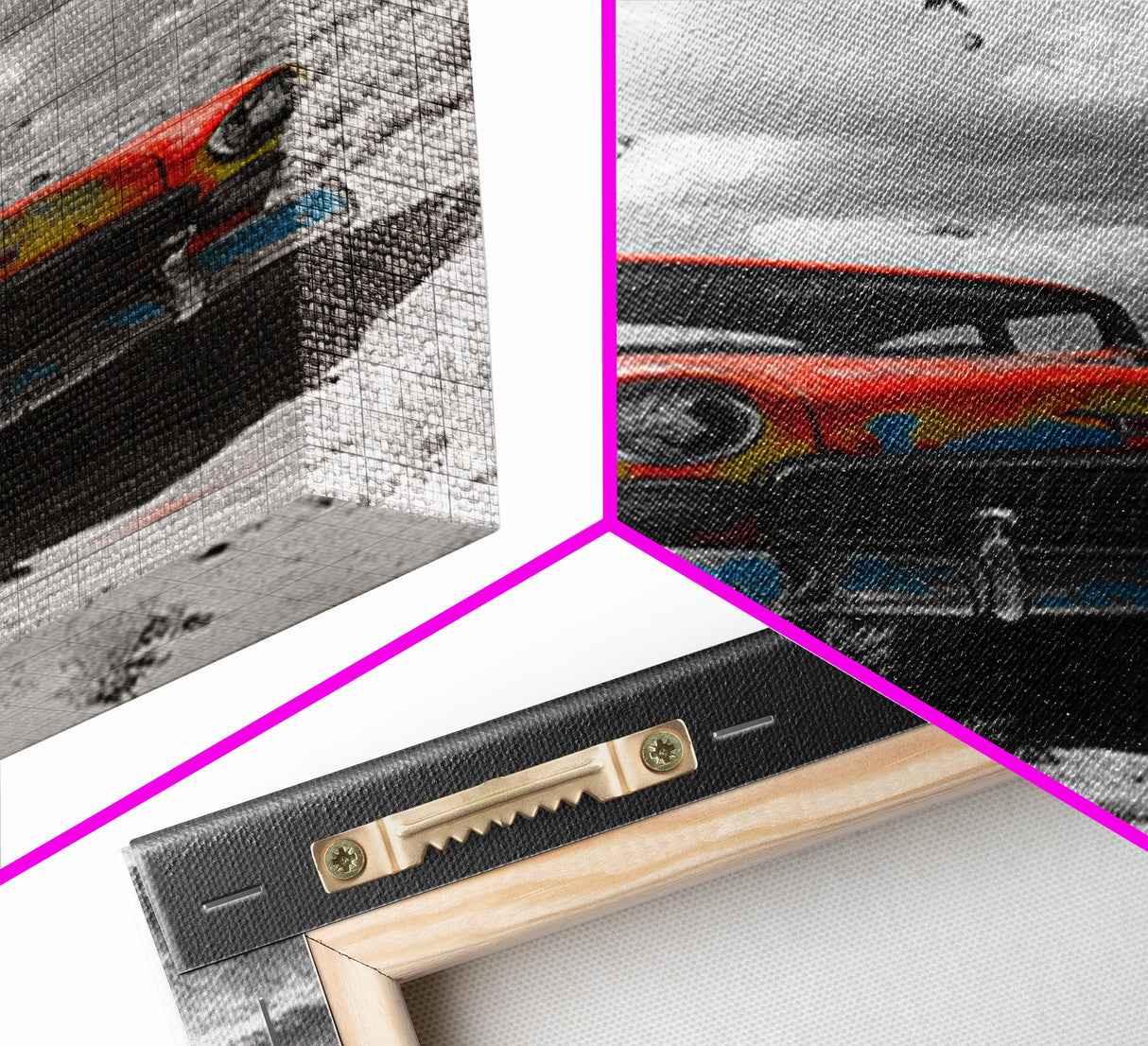 Vintage Car, Custom Car Painting, Graffiti Wall Art, Rustic Art, Old Car Scene, Moody Art, Framed Canvas Print, Landscape Art