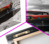 Vintage Car, Custom Car Painting, Graffiti Wall Art, Rustic Art, Old Car Scene, Moody Art, Framed Canvas Print, Landscape Art