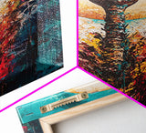 Sacred Symbol Artwork, sacred geometry wall art, abstract energy art, teal wall art, mystical artwork, framed canvas print, boho art, moody art