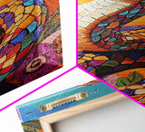 Colorful Snake, Mosaic Snake Painting, Desert Wall Art, Southwest Decor, Boho Art, Living Room Art, Canvas Print, Gift Idea