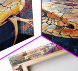 Moody Snake Art, Abstract Wildlife Painting, Colorful Serpent, Southwest Decor, Rustic Art, Framed Canvas Print, Unique Gift