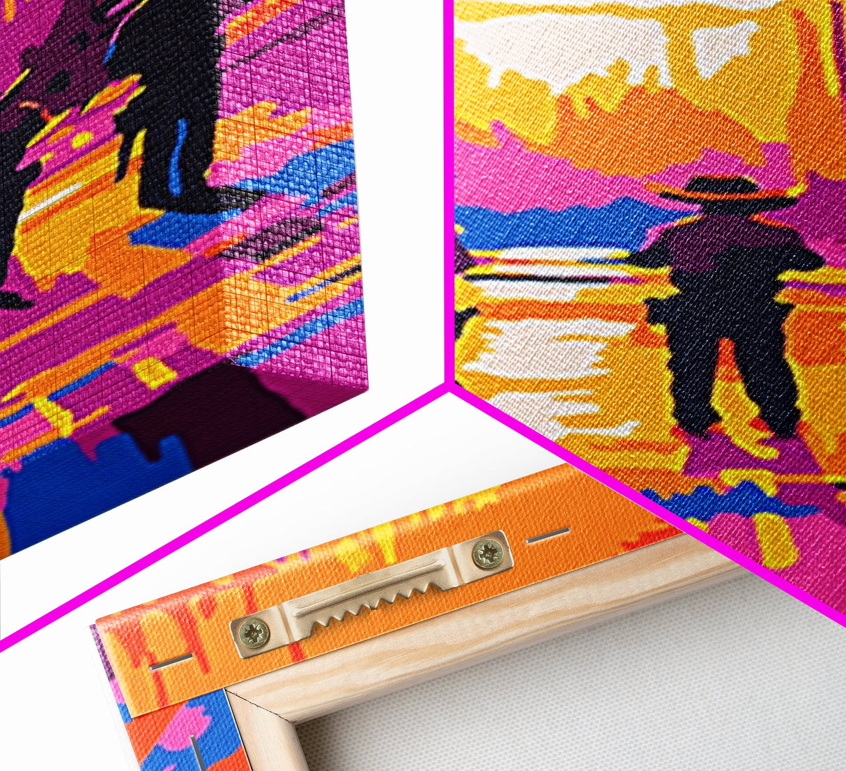 Cowboy Western Art, Chicano Art, Bold Color Painting, Framed Canvas Print, Southwest Aesthetic, Boho Decor, Extra Wide Art, Gift Idea