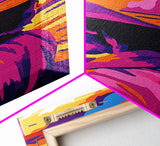 Vibrant Cowboy Painting, Chicano Art, Western Sunset Art, Pink Orange Wall Art, Afrocentric Wall Art, Canvas Print, Southwest Decor, Rustic Wall Art