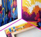 Sunset Desert Cacti, Joshua tree art, southwest wall art, extra wide art, pink orange wall art, minimalist art, Canvas Print