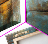 Lantern, rustic art, moody art, oil painting, long narrow wall art, extra wide art, above sofa art, Framed Canvas Print