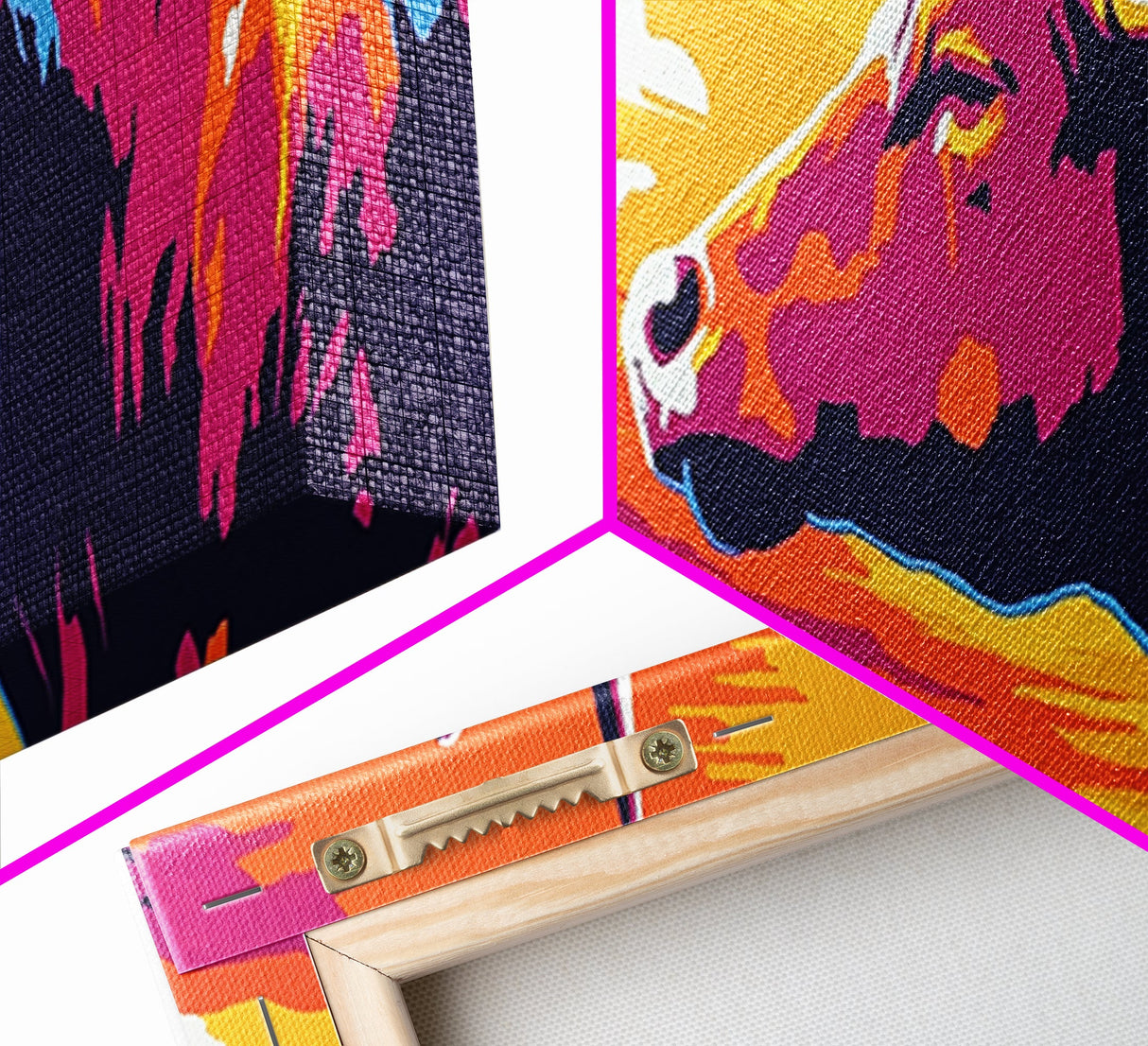Sunset Bull, bull art, southwest wall art, pink orange wall art, extra wide art, rustic decor, Canvas Print