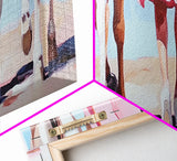 Horse Walk, western art, cowboy painting, rustic decor, extra wide art, panoramic art, framed canvas print, long narrow wall art