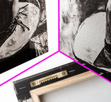 Western Hat Art, Black and White Art, Framed Canvas Print, Rustic Wall Art, Wabi Sabi Art, Extra Wide Art, Minimalist Art