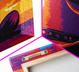 Cowboy Hat at Sunset, Pink Orange Wall Art, Blotter Art, Canvas Print, Southwest Wall Art, Extra Wide Art, Coastal Cowgirl Wall Art