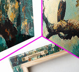 Eagle Painting, Framed Canvas Print, Bird Art, Forest At Dusk Painting, Moody Art, Extra Wide Art, Rustic Wall Art, Above Bed Art