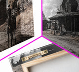 Western Town, Cowboy Art, Old West Wall Art, Rustic Wall Art, Farmhouse Decor, Historical Landscape Art, Panoramic Art, Canvas Print