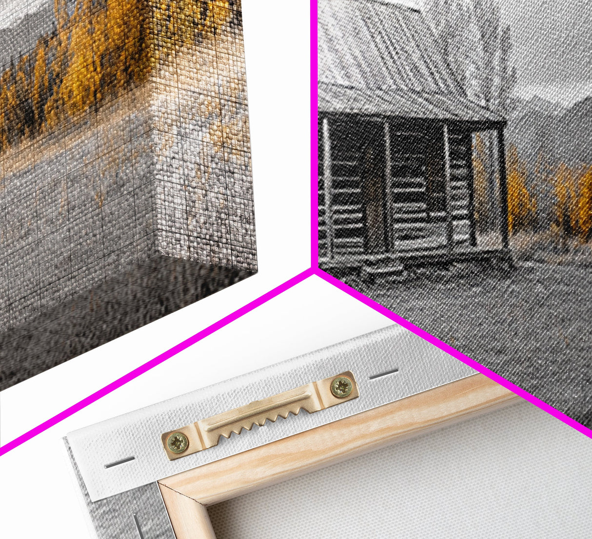 Log Cabin, Fall Art, Rustic Wall Art, Farmhouse Art, Cozy Cabin Art, Landscape Painting, Wabi Sabi Art, Above Couch Art, Framed Canvas Print