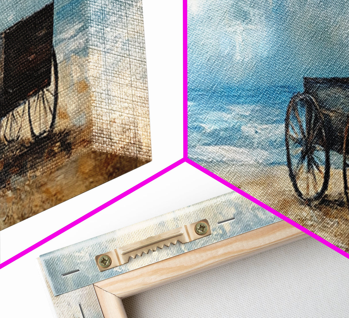 Western Wagon, desert art, cowboy decor, sunset painting, southwest wall art, extra wide panoramic art, framed canvas print