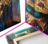 Coiled Serpent, moody art, snake painting, dark romance art, gothic decor, rustic wall art, panoramic wall art, framed canvas print