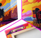 Stagecoach Sunset, southwest wall art, Joshua tree art, pink orange wall art, rustic art, vintage horse art, canvas print