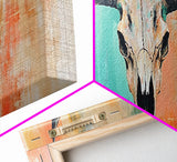 Rustic Skull, vintage horse art, southwest wall art, skull art, panoramic painting, rustic wall art, boho art, Canvas Print, farmhouse art