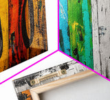 Western Leather, geometric wall art, blotter art, extra wide art, rustic wall art, panoramic painting, Framed Canvas Print, wabi sabi art