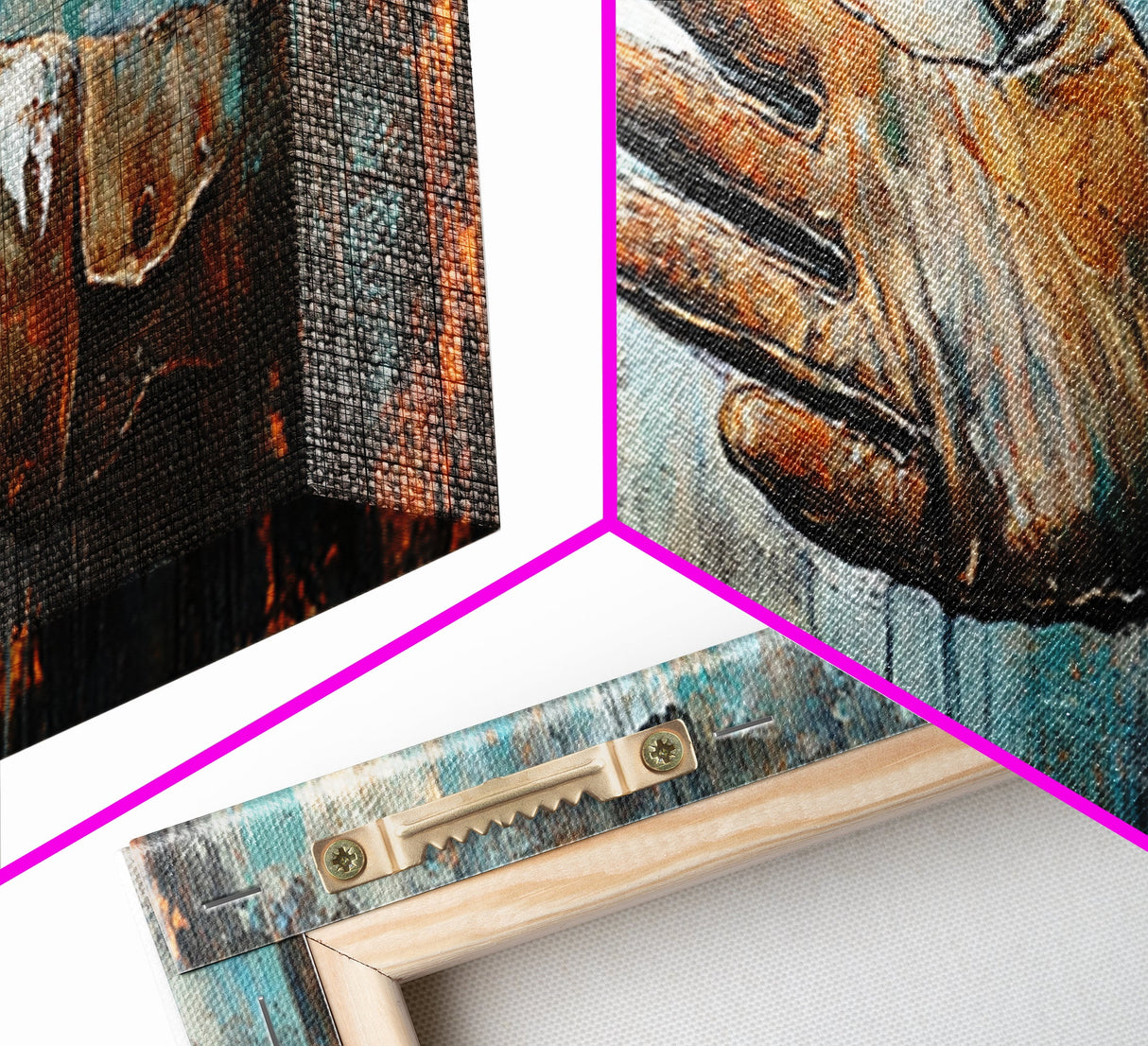 Rustic Leather Glove Art, Framed Canvas Print, Wabi Sabi Wall Art, Moody Art, Teal Wall Art, Extra Wide Art, Farmhouse Art