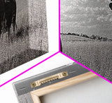 Black Cow, Farmhouse Art, Rustic Decor, Western Wall Art, Long Narrow Wall Art, Moody Art, Extra Wide Art, Framed Canvas Print