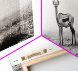 Lone Gazelle, moody art, southwest wall art, extra wide art, wabi sabi art, minimalist art, framed canvas print, panoramic painting