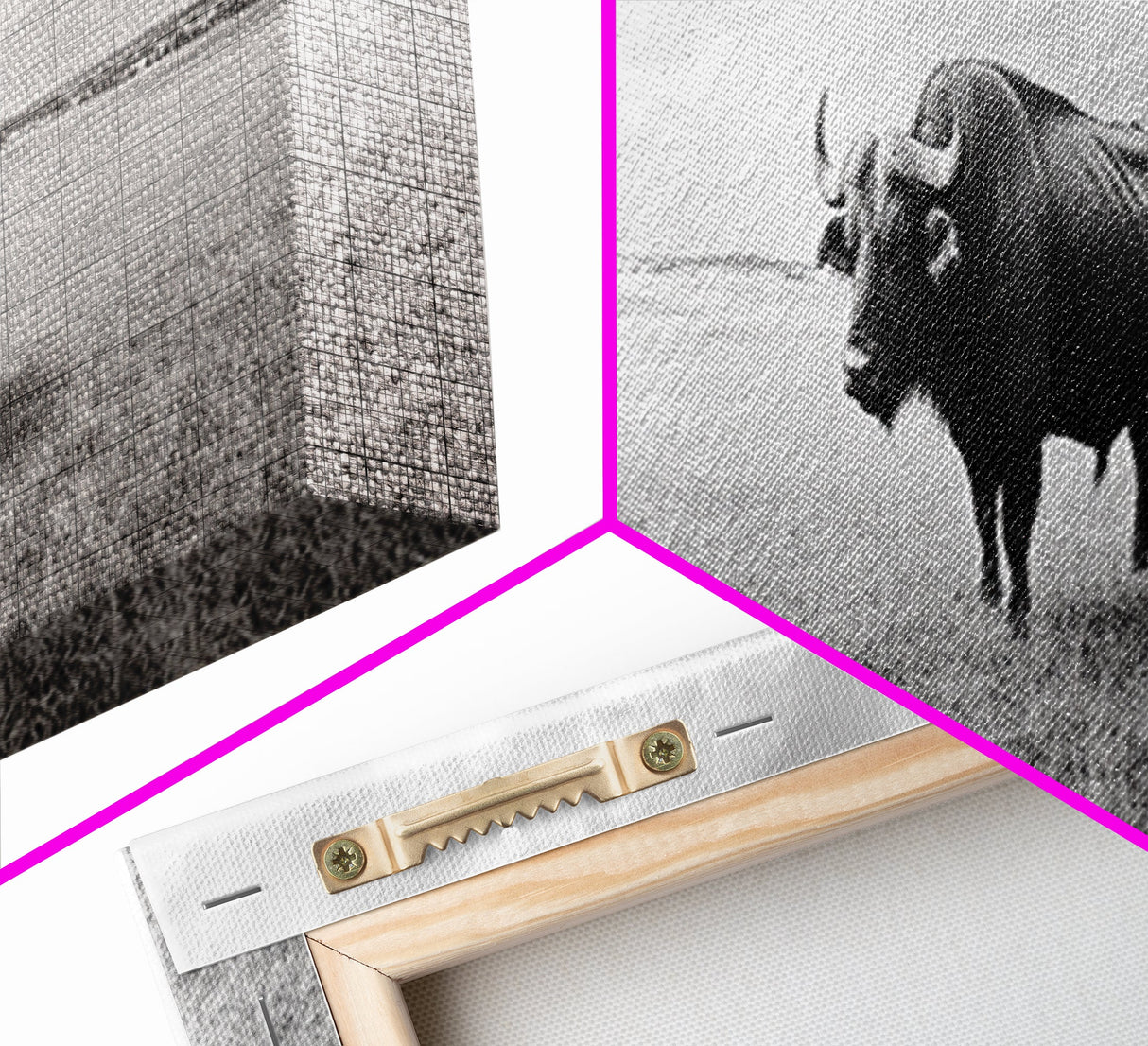 Lone buffalo, western landscape, rustic wall art, panoramic art, extra wide art, farmhouse decor, framed canvas print, wildlife painting, bull and bear art