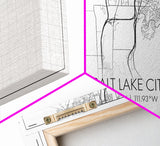 Salt Lake City Map, Utah Art, Map Print, Minimalist Wall Art, Wall Art, Canvas Art, Gift For Couples, Dorm Room Art, Rustic Wall Décor