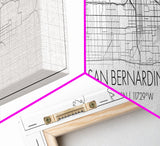 Panoramic San Bernardino City Map, California Art, Map Print, Minimalist Wall Art, Canvas Art, Housewarming Gift, Street Map, Closing Gift