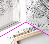 Santa Ana City Map, California Art, Map Print, Modern Wall Art, Wall Art, Canvas Art, House Wall Art, Over Bed Wall Décor, Gift For The Home
