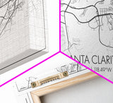 Santa Clarita City Map, California Art, Map Print, Modern Wall Art, Wall Art, Canvas Art, Best Friend Gifts, Family Room Art, Home Décor