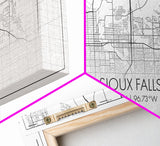 Sioux Falls City Map, South Dakota Art, Map Print, Modern Wall Art, Wall Art, Canvas Art, Large Wall Art, Unique Wall Décor, Office Prints
