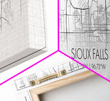 Panoramic Sioux Falls City Map, South Dakota Art, Map Print, Minimalist Wall Art, Canvas Art, Housewarming Gift, Street Map, Closing Gift