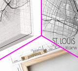 St Louis City Map, Missouri Art, Map Print, Modern Wall Art, Wall Art, Canvas Art, Home Décor Prints, Above Bed Art, Congratulations Gift