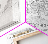 Stockholm City Map, Sweden Art, Map Print, Modern Wall Art, Wall Art, Canvas Art, Landscape Art Print, Gift For Family, Over Bed Wall Décor