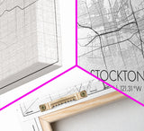 Stockton City Map, California Art, Map Print, Modern Wall Art, Wall Art, Canvas Art, Dorm Room Art, Indie Room Décor, Dining Room Prints
