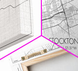Stockton City Map, California Art, Map Print, Modern Wall Art, Wall Art, Canvas Art, Horizontal Wall Art, Appreciation Gift, Travel Print