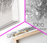 Tokyo City Map, Japan Art, Map Print, Modern Wall Art, Wall Art, Canvas Art, Asian Art Print, Gift For Coworker, Office Wall Art, Wall Décor