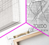 Toledo City Map, Ohio Art, Map Print, Modern Wall Art, Wall Art, Canvas Art, Bedroom Teen Girl Art, Gift For Realtor, Family Home Décor