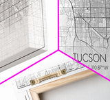 Tucson City Map, Arizona Art, Map Print, Modern Wall Art, Wall Art, Canvas Art, Bedroom Prints, Gift For Friend, Teen Boy Room Décor