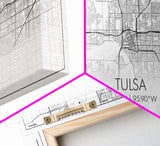 Tulsa City Map, Oklahoma Art, Map Print, Modern Wall Art, Wall Art, Canvas Art, Modern Office Art, Gift For Realtor, Home Décor Prints
