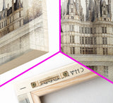 Château de Chambord Travel Poster Print, Framed Canvas Print, COUNTRY Travel Art, Wood Framed Art, Wall Hanging, Home Decor