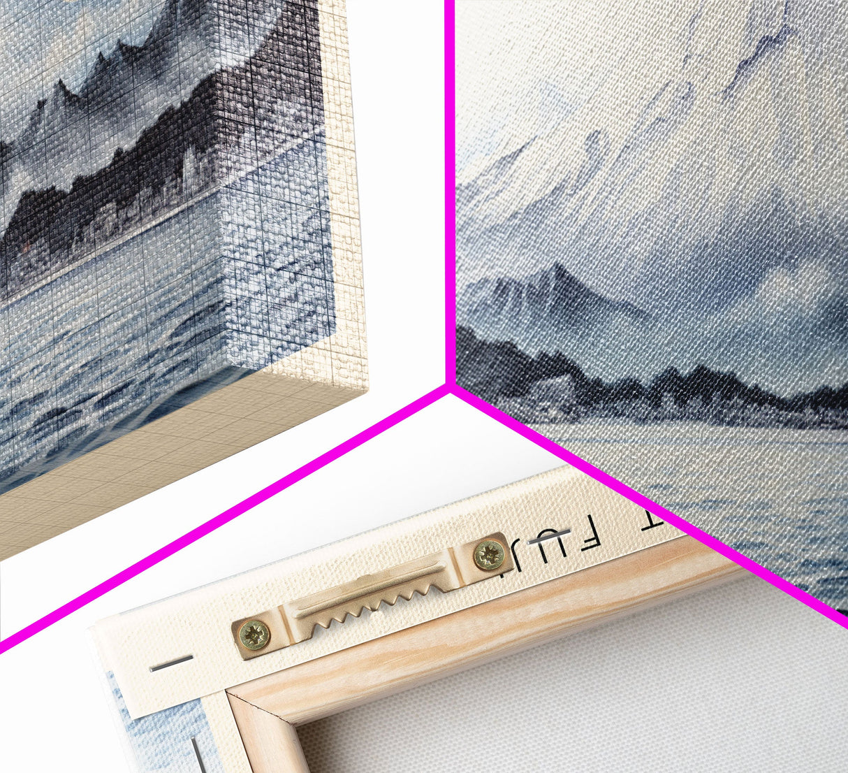 Mount Fuji Travel Art Framed Canvas Print, COUNTRY Wall Decor, Home Decor, Travel Poster, Vintage Wall Art, Watercolor Painting